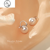 JiMiS925银耳环女耳扣2023新款仿珍珠耳钉高级感小众设计轻奢耳饰