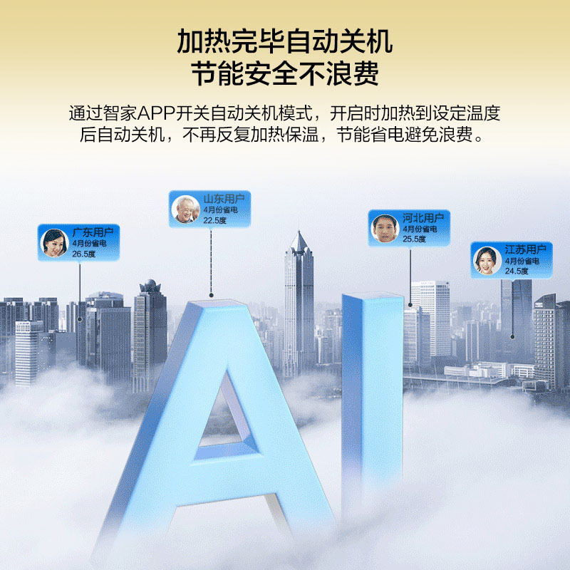 Haier/海尔 80升电热水器3.3KW变频速热 新智能互联 APP控制 健康抑菌 金刚无缝胆 DJ(U1)新