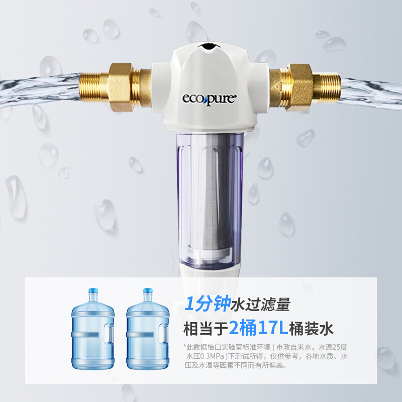 怡口(ECOWATER)怡可飘EPSF03-M前置过滤器 无需换芯主水管 净水器高清大图