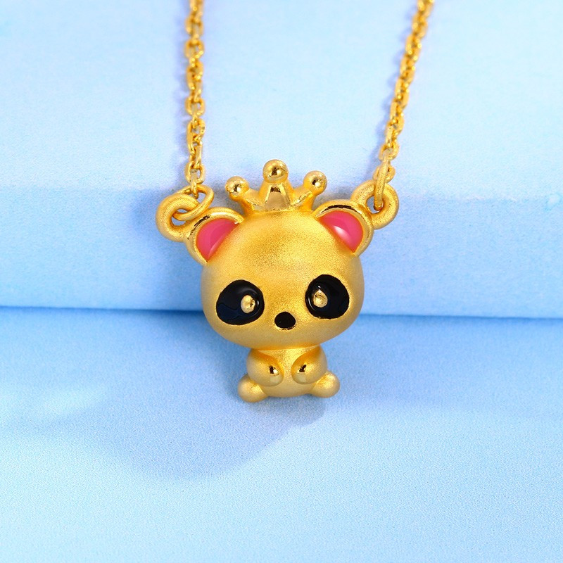 翠绿 黄金套链 精美小熊3D硬金足金999套链 金重约6.3-6.4g B08000090002