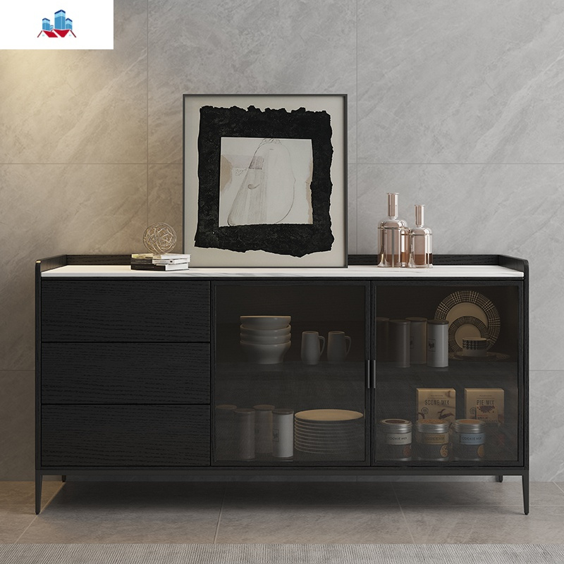 意式岩板极简餐边柜现代简约储物柜轻奢置物柜酒柜茶水柜柜子泰空仓