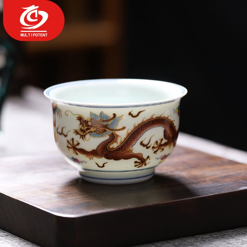 MULTIPOTENT主人杯功夫茶杯陶瓷龙年如是杯薄胎瓷品茗杯伴手礼盒图片