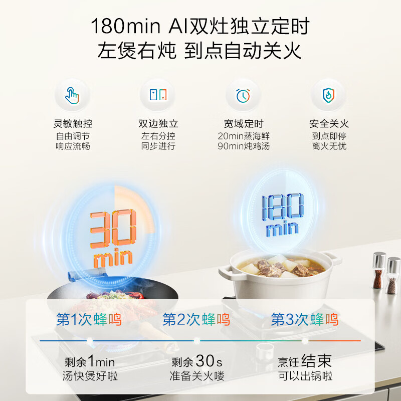 老板(Robam)[防干烧+双边定时+烟灶联动]51B0AS燃气灶5.2kW煤气灶70%热效率灶具灶台猛火灶 天然气高清大图