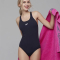Speedo速比涛泳衣女三角连体修身显瘦遮肚专业训练运动游泳衣