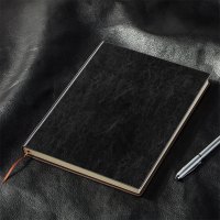 得力(deli) 3185-16K-160页 加厚商务皮面本办公用品 商务办公笔记本(黑色) 5本装