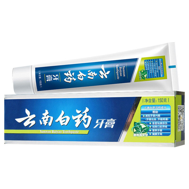 云南白药 薄荷清爽型牙膏 薄荷持久修护亮白 缓解异味150g 1支装(单位:件)