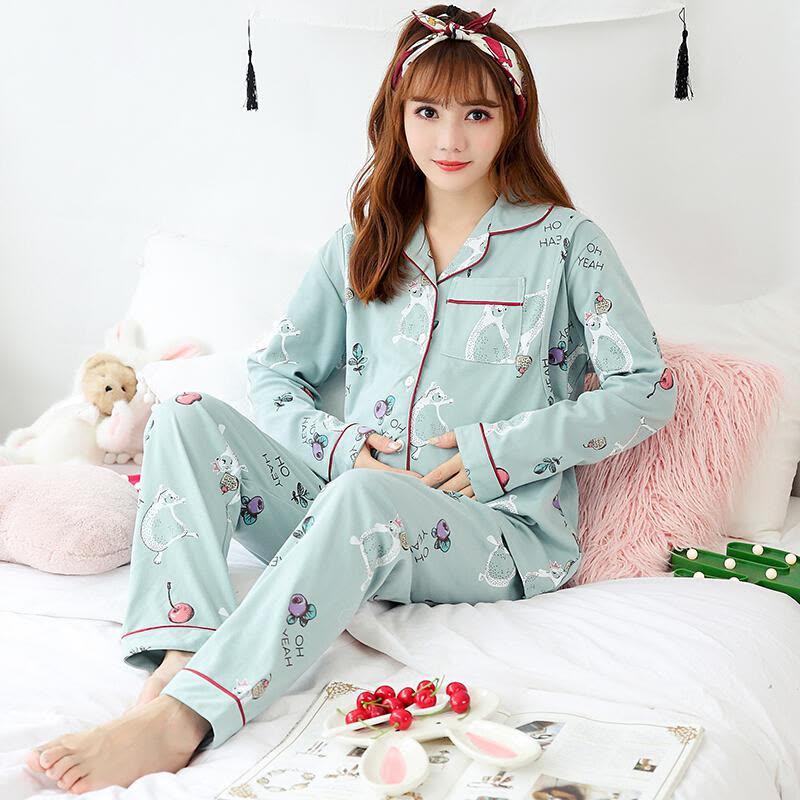 迪鲁奥（DILUAO)YXXM 孕妇装 2021夏季新款月子服春秋棉质孕妇睡衣女秋冬季产妇哺乳怀孕期家居产后喂奶衣 81图片