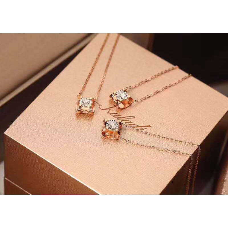 经典牛头款钻石项链18k金10分5分3分钻玫瑰金白金色商场专柜