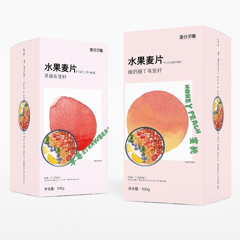 昔日印象酸奶桃桃奇亚籽水果麦片500g*2袋营养即食饱腹代餐