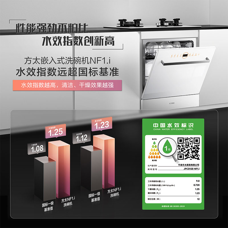 [焕新升级]方太灶下嵌入式洗碗机NF1.i白大容量洗消烘99.9999%除菌率除存12套大容量 4+4+7洗涤程序