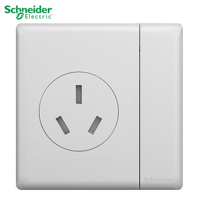 施耐德电气开关插座珍铂金属系列珍铂银色五孔插座三孔电源插座二三插