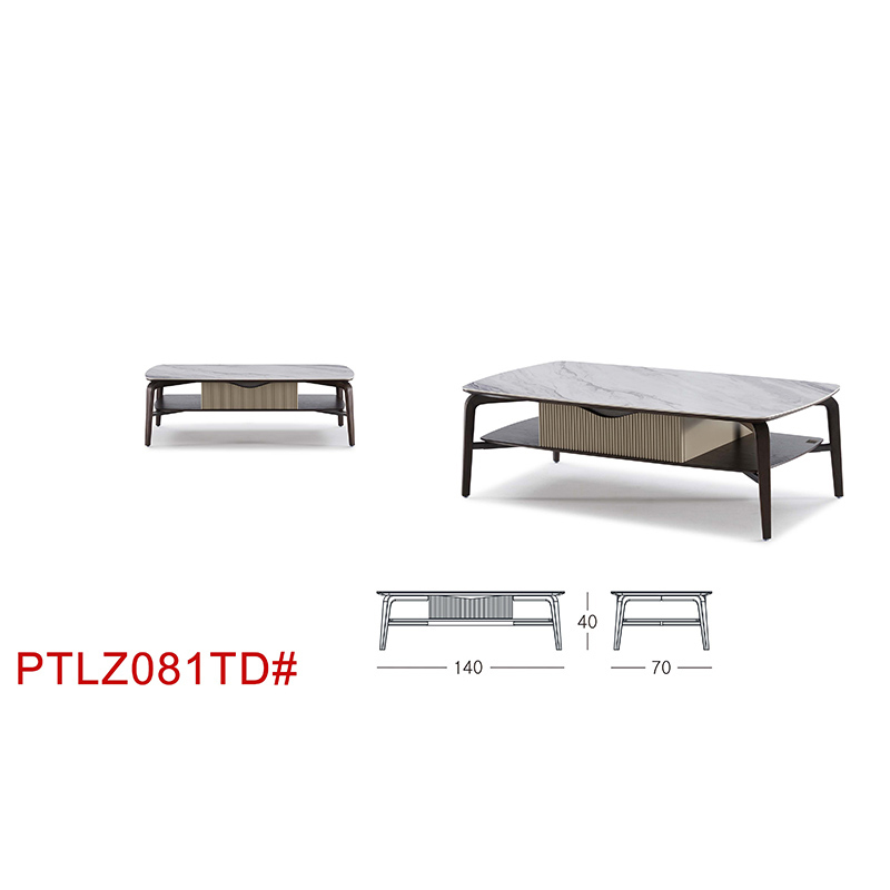 LAZBOY乐至宝餐桌餐椅茶几边几白蜡木实木蓝贝露岩板PTLZ081茶几