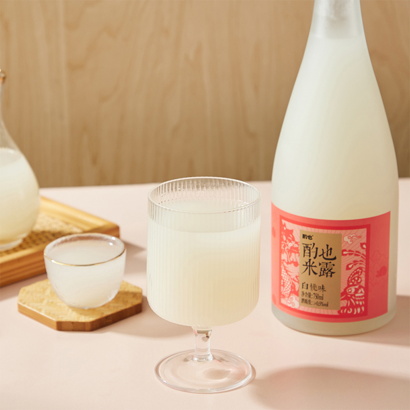 酌也严选米酒米露桂花米露甜米酿果酒女士低度微醺糯米酒酌也白桃米露750ml*2
