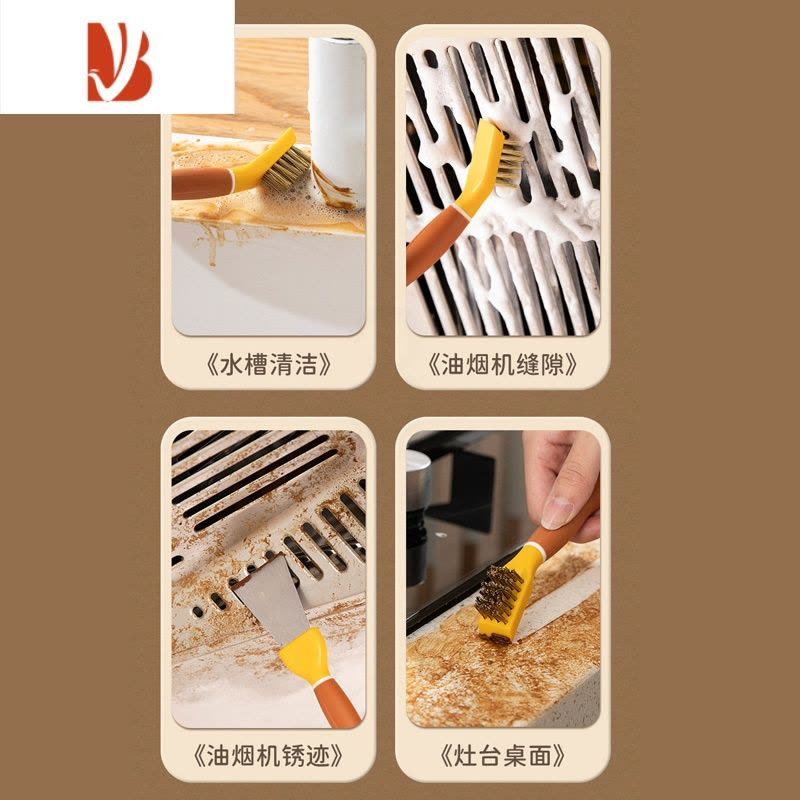 三维工匠厨房双头清洁铲加厚油烟铲煤气灶台面缝隙刷除污刀冰箱除霜铲刀图片