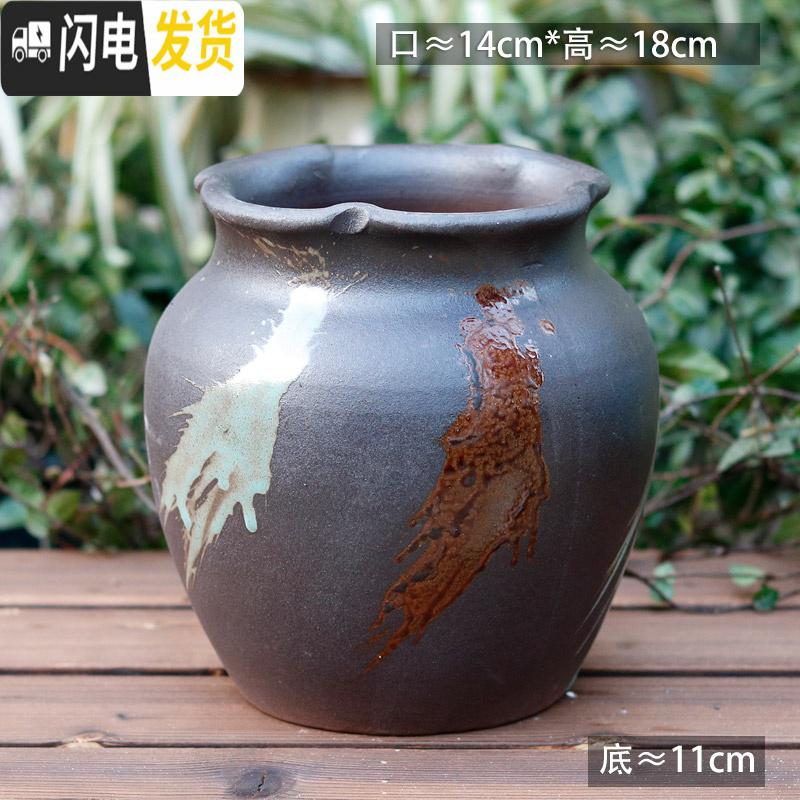 三维工匠花盆粗陶罐多肉花盆大号老桩花盆陶瓷高创意红陶盆栽花盆 C4-156 大花盆容器高清大图