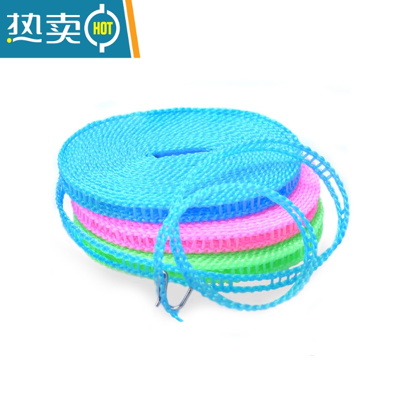 敬平加粗晒衣绳家用室内户外防风衣服被子晾晒挂衣绳防滑绳子 10米绳绿色[升级加粗]高清大图