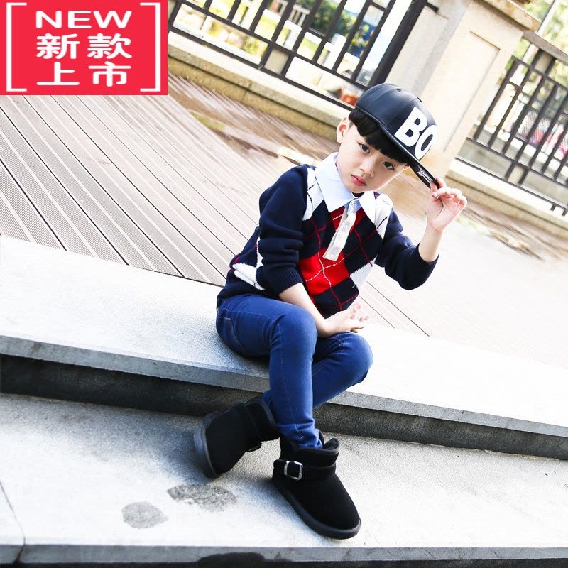 可莉允升级版澳洲羊一体儿童雪地靴男童鞋子冬季女童棉鞋防水宝宝鞋图片