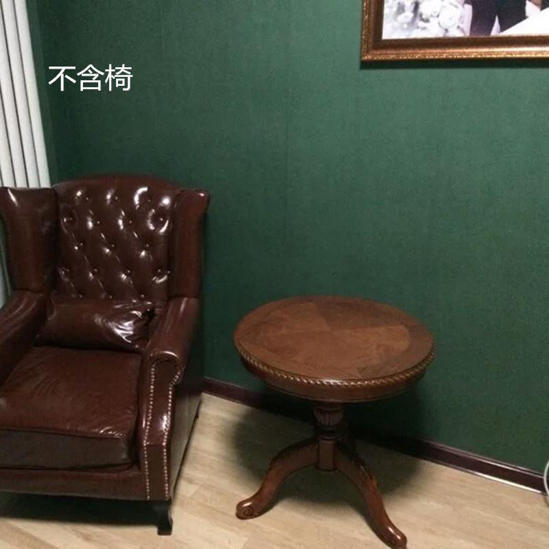 森美人复古茶几做旧拍摄北欧客厅沙发边角几美式乡村实木卧室阳台小圆桌 胡桃色60直径60高