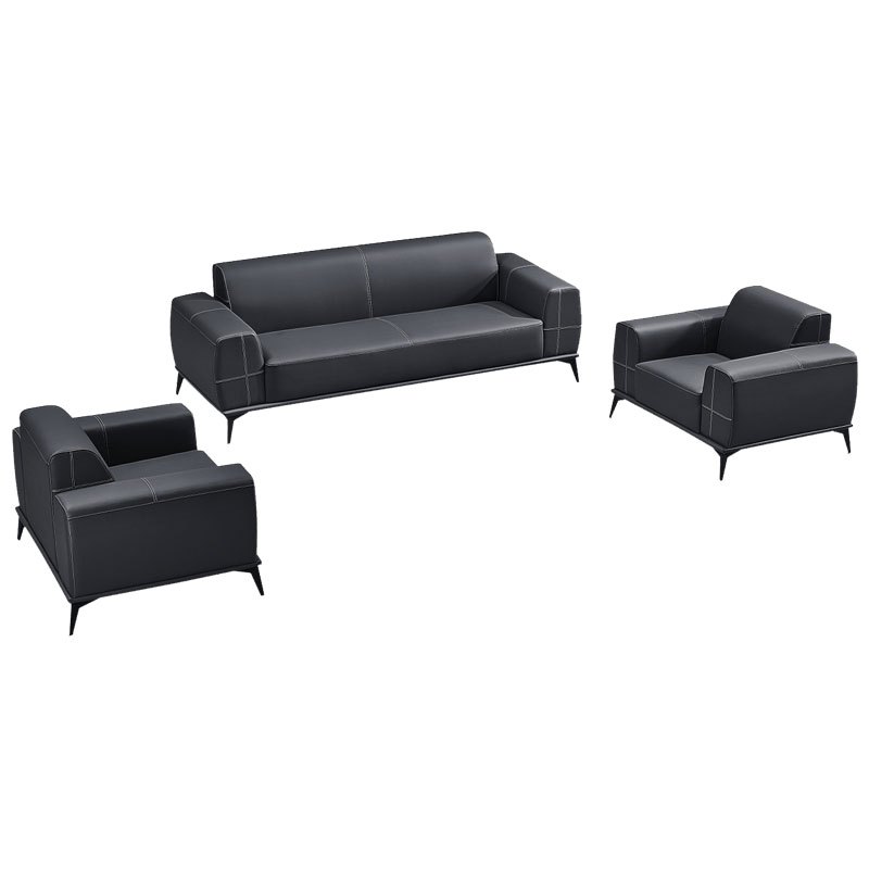 翌嘉 YJ-20125 办公沙发洽谈接待商务沙发组合黑色1+1+3西皮