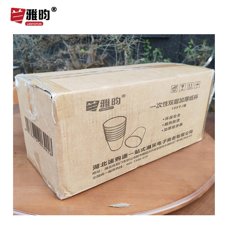 兰雅昀 一次性双层加厚纸杯 100个 箱高清大图