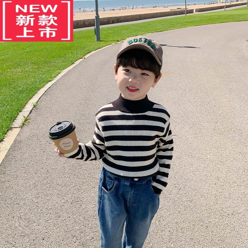 可莉允男童毛衣秋冬款小童半高领针织衫加厚儿童打底衫冬季宝宝冬装上衣图片