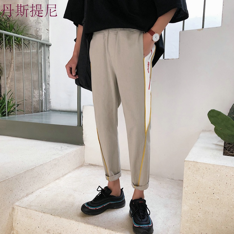2018新款ins超火的裤子宽松原宿薄款男士九分裤运动休闲裤男裤子