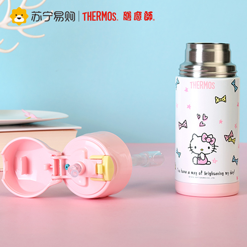 膳魔师THERMOS保温杯FFI-403-PP001 紫色儿童吸管杯宝宝便携防漏304不锈钢