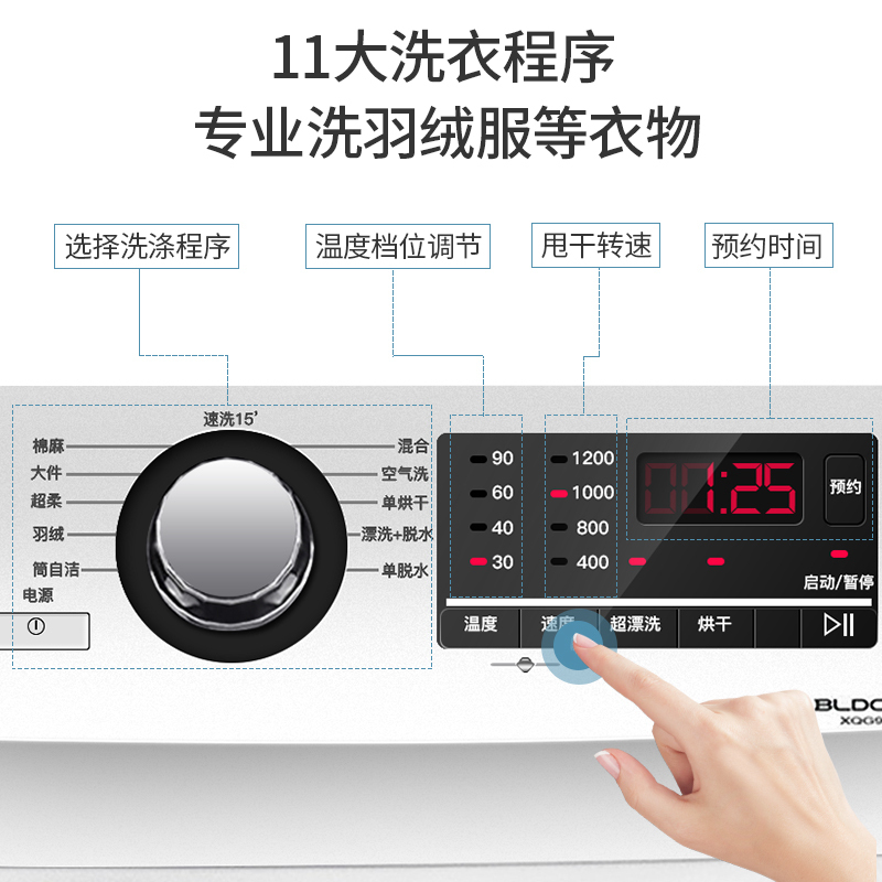 海尔(Haier)XQG90U1 9公斤 全自动洗衣机滚筒洗烘一体 变频 洗干一体机滚筒洗衣机 干衣机1级能效空气洗白色