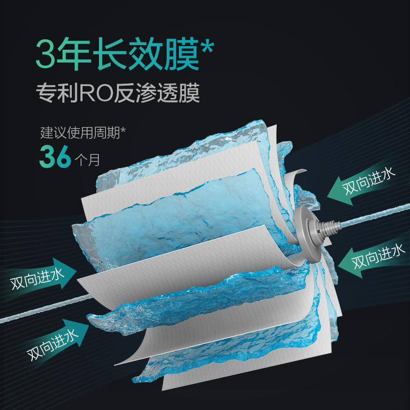 佳尼特A.O.史密斯家族年轻时尚品牌纯水机净水器家用 大白700GRO膜+1,3级滤芯反渗透滤芯高清大图