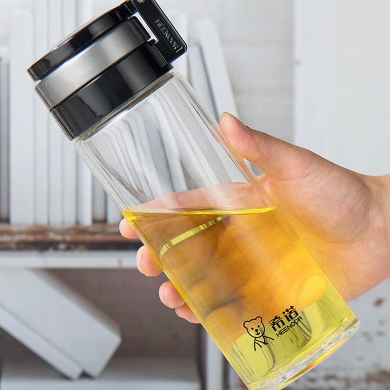 希诺玻璃杯695ml户外简约便携耐用耐高温黑色XN-6076高清大图