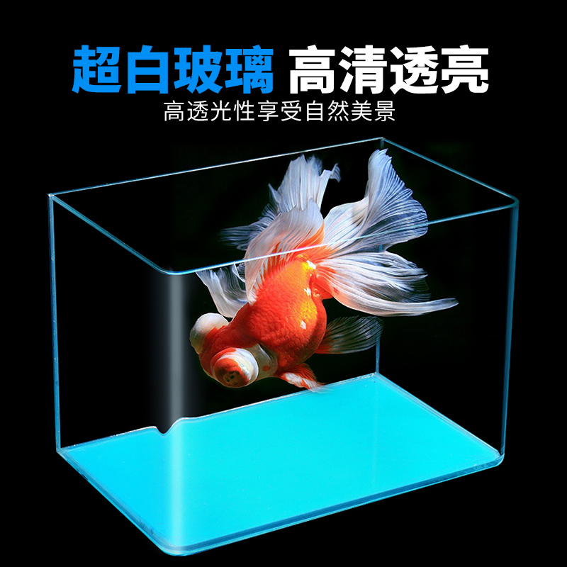 热弯玻璃鱼缸客厅中小型裸缸长方形龟缸办公桌面水族箱造景金鱼缸高清大图