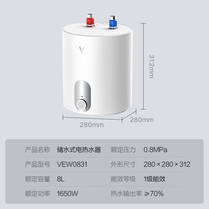 云米小厨宝家用厨房热水器小型迷你储水式速热一级能效热水宝