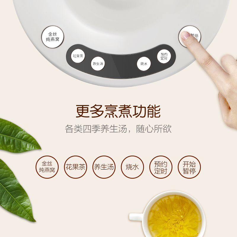 惠而浦(Whirlpool)养生壶WEK-CB182M 高硼硅玻璃按键式全自动不锈钢壶身1.8L精致外观高端养生壶