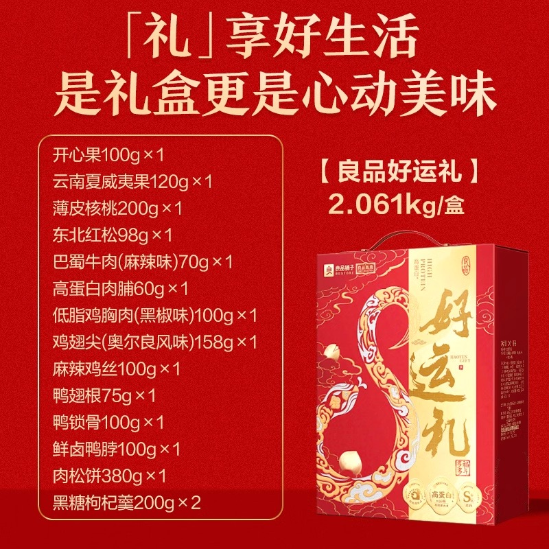 良品铺子礼盒装高蛋白好运礼2061g开心果核桃大礼包春节团购团购高清大图