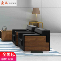 质凡办公沙发简约现代三人位组合办公室接待区皮艺沙发西皮双色