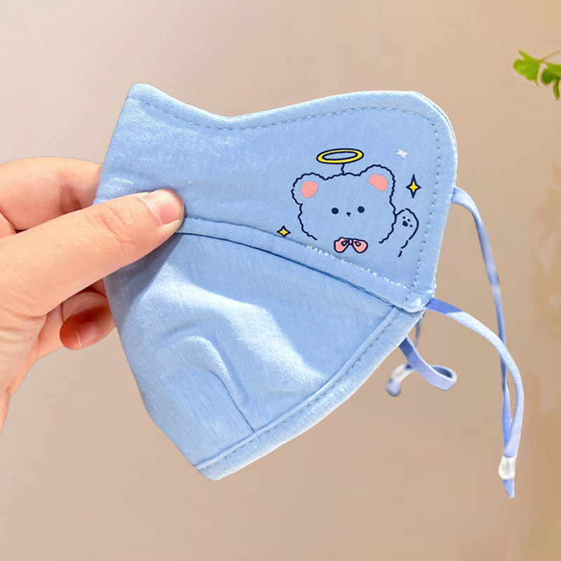 奥特曼口罩儿童口罩冬季宝宝防风男女童纯棉厚保暖面罩透气可水 3#C加厚护眼角1个-蓝色（鼻处隐形开口透气）