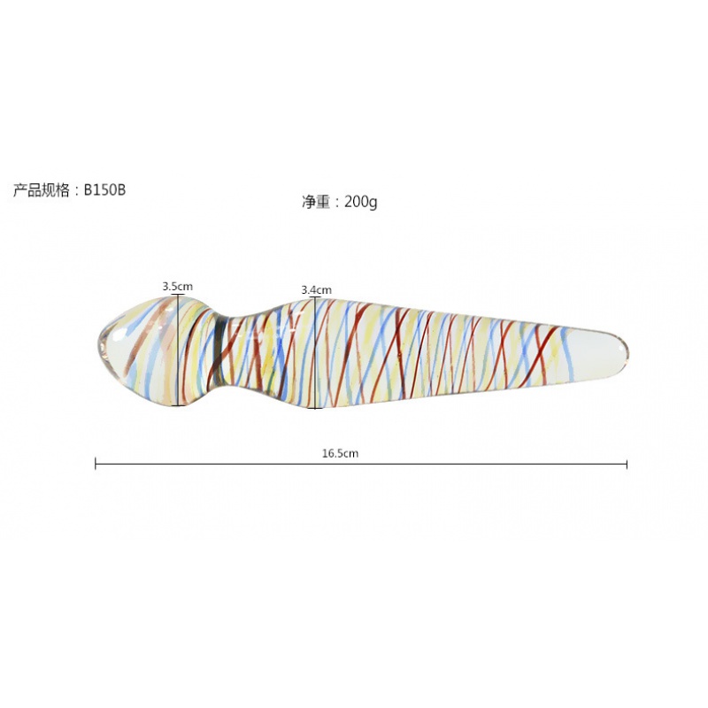 阳具肛塞水晶玻璃棒G点后庭女用自玩男女肛刺激冰火彩色性工具 B105A高清大图