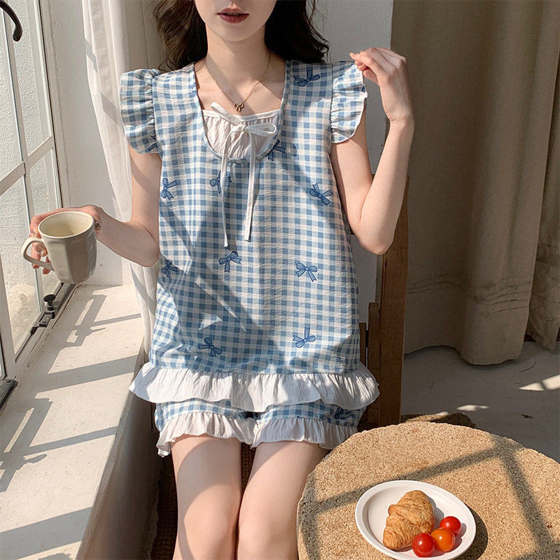 2026新款睡衣女夏云朵棉韩版卡通可爱公主风薄款背心款家居服套装高清大图