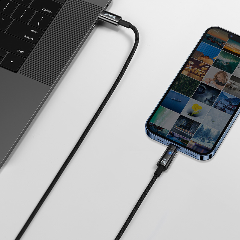 倍思适用于苹果数据线 PD快充线iPhone13手机充电线自动断电12pro加长2米typec转lighting快充线