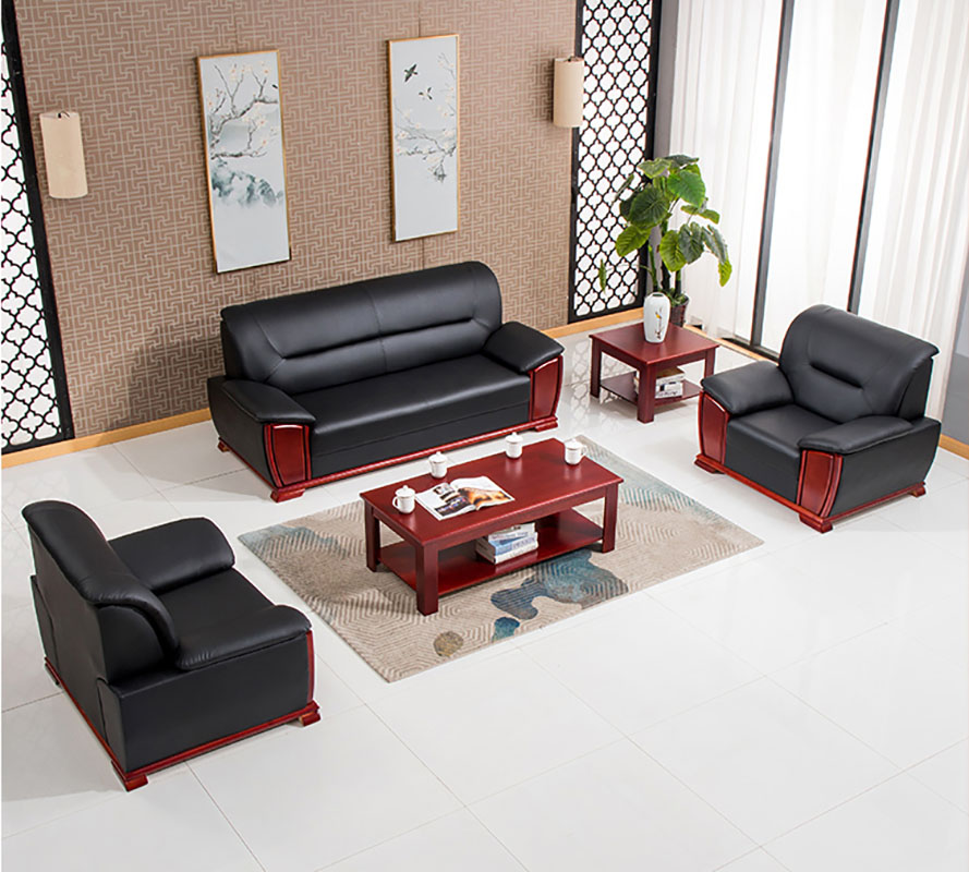 三金鑫 办公家具办公沙发会客接待商务洽谈中式沙发商务传统办公沙发高清大图