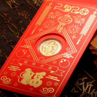 素竹 足金黄金999 金箔福星高照红包 龙凤呈祥 送礼收藏