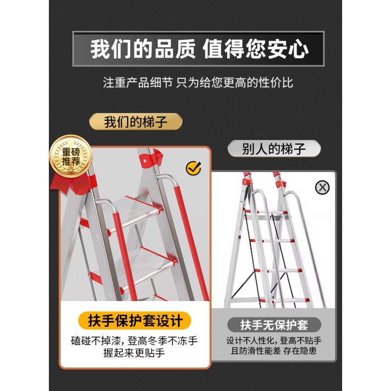 镁多力(midoli)铝合金扶手爬梯 加厚银色18cm 单位:个(货期15天)