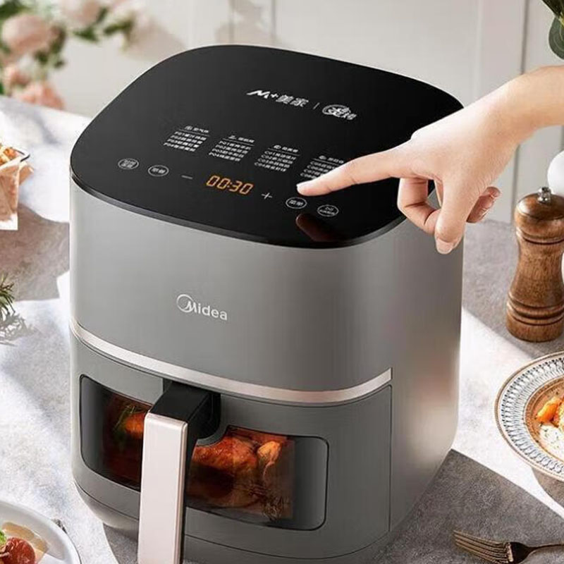 美的(Midea)MF-KZC5591空气炸锅2000W立体双热源炙烤纸盘烤免洗免翻面不沾健康涂层一机多能 5.3L高清大图