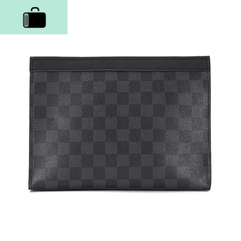 新款手拿包欧美潮个性撞色手包百搭韩版潮流简约男女公文包文件袋NEW LAKE 黑色男士手拿包