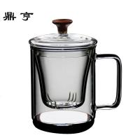 鼎亨耐热加厚玻璃杯办公室泡茶杯过滤带盖马克杯喝水杯花