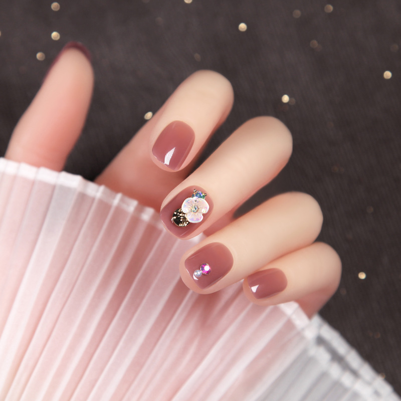 假指甲成品美甲贴片可摘取穿戴美甲裸色显白夏天日系甲片s653胶水款短