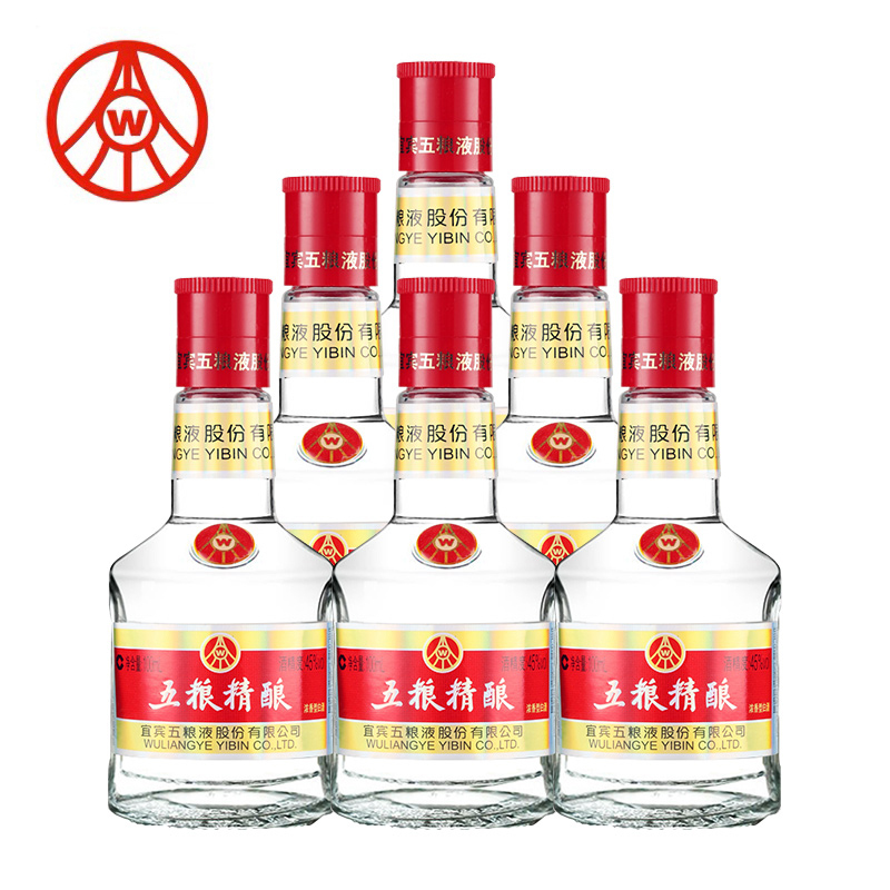 宜宾五粮液股份 五粮精酿45度100ml*6瓶浓香型纯粮食白酒小酒小瓶