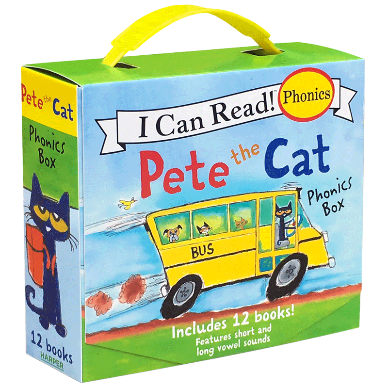 皮特猫自然拼读盒装12册 [正版]皮特猫自然拼读盒装12册全套 英文原版绘本 Pete the Cat Phonics高清大图
