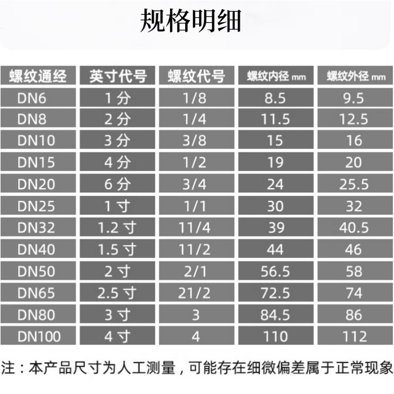 304不锈钢内丝直接管箍内螺纹直接接头 内丝DN20 (6分) 25个