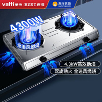 华帝 百得(BEST) 燃气灶 4.3KW大火力 不锈钢台式全进风家用煤气炉燃气灶具双灶 TE03 液化气
